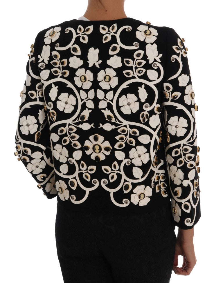 Dolce &amp; Gabbana Schwarze Barock-Blumen-Kristalljacke