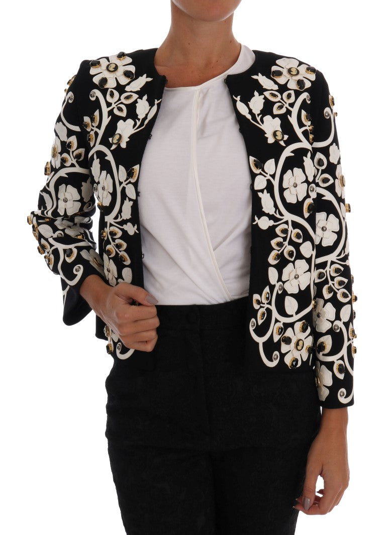 Dolce & Gabbana Floral Embroidered Crystal Wool Coat Jacket