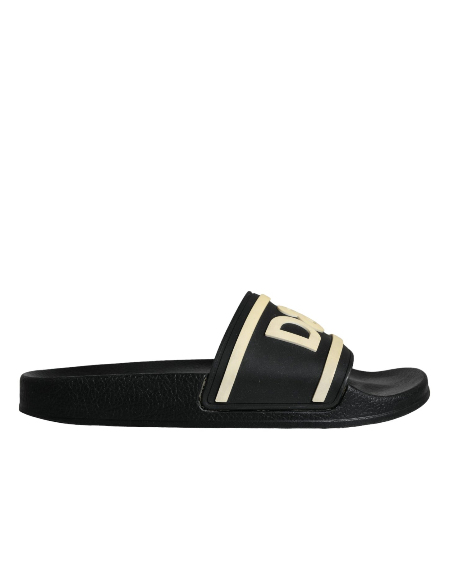 Dolce & Gabbana Black Rubber Sandals Slides Beachwear Shoes