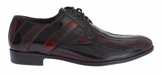 Dolce & Gabbana Elegant Black Bordeaux Striped Leather Dress Shoes