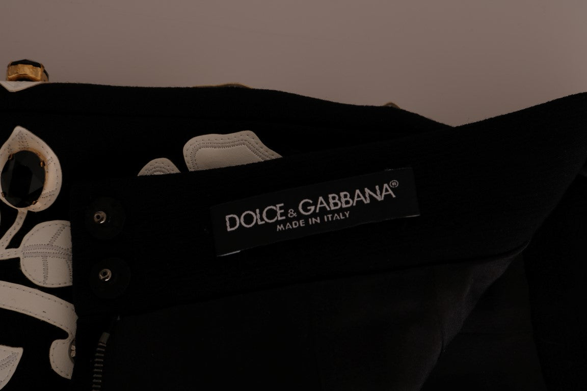 Dolce &amp; Gabbana Jupe crayon à fleurs en cristal noir