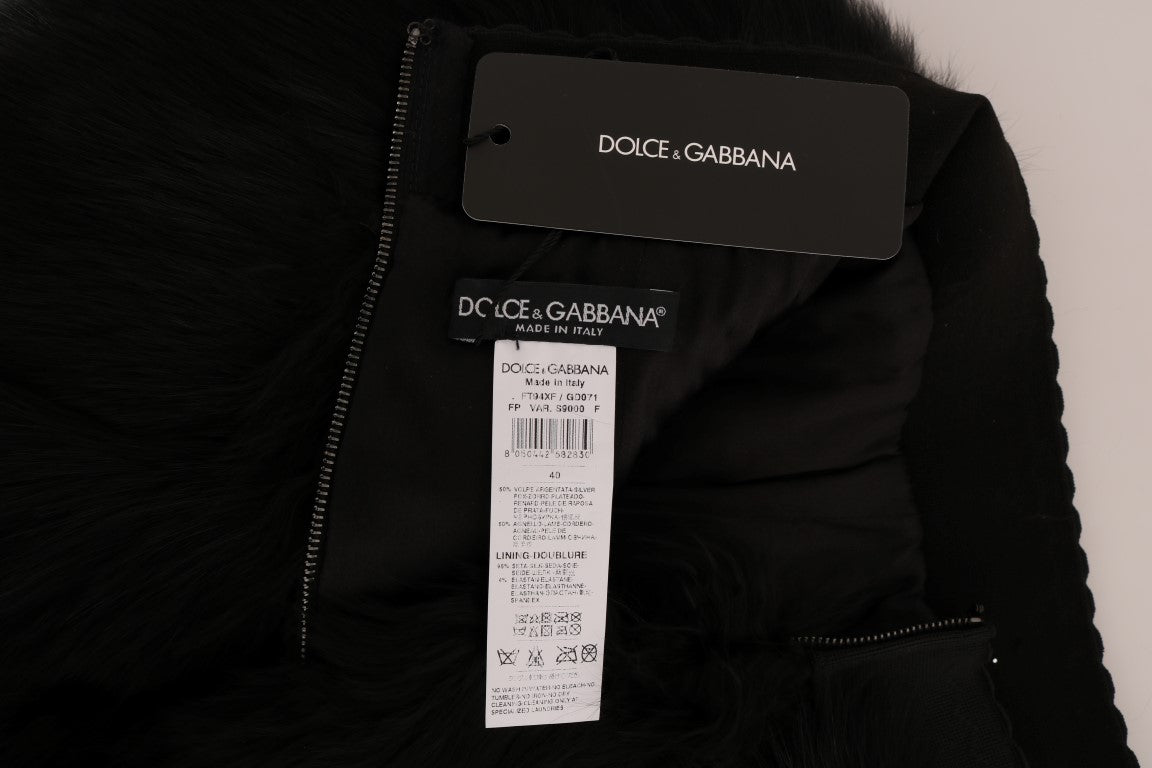 Dolce &amp; Gabbana Mini pantalon chaud en fourrure de renard d'agneau noir