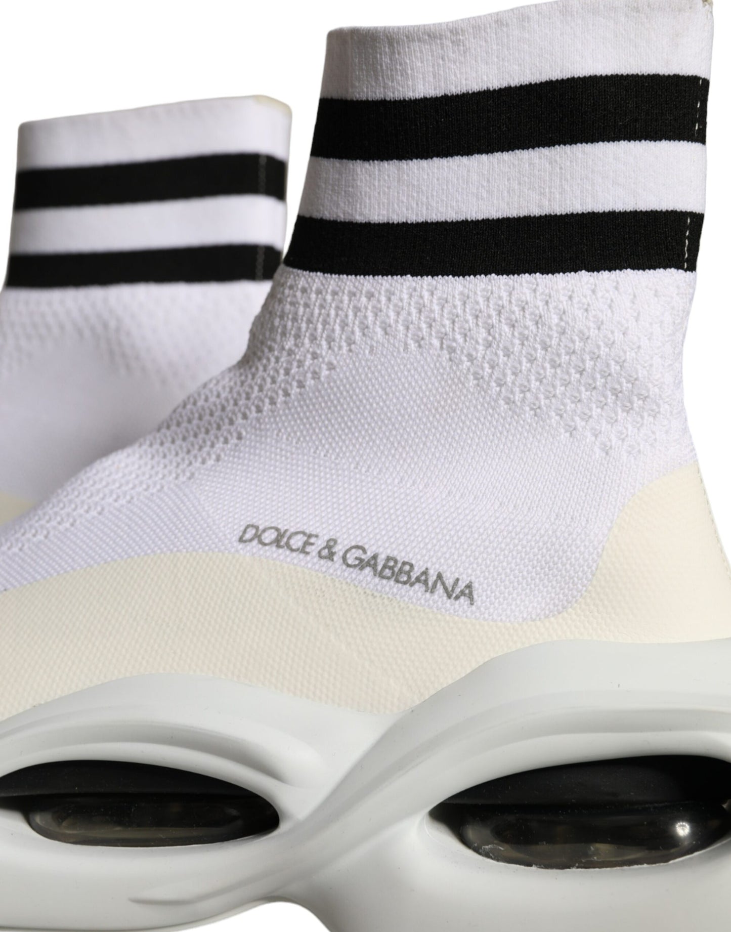 Dolce & Gabbana White Black Slip On Wave Socks Sneakers Shoes