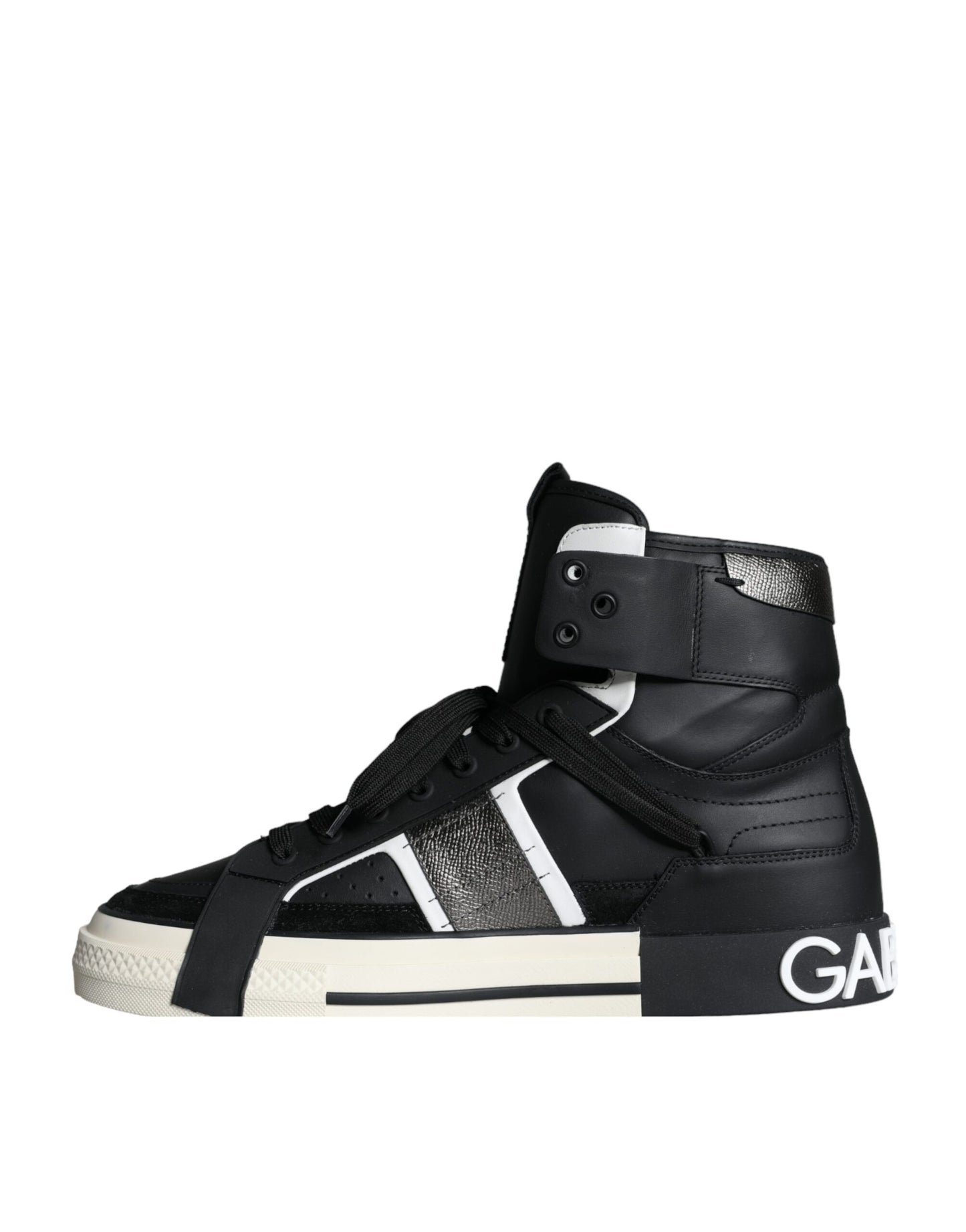 Dolce & Gabbana Black White Lace Up High Top Sneakers Shoes