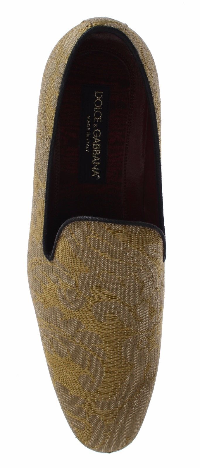 Dolce &amp; Gabbana Gelbgold-Seiden-Barock-Loafer-Schuhe