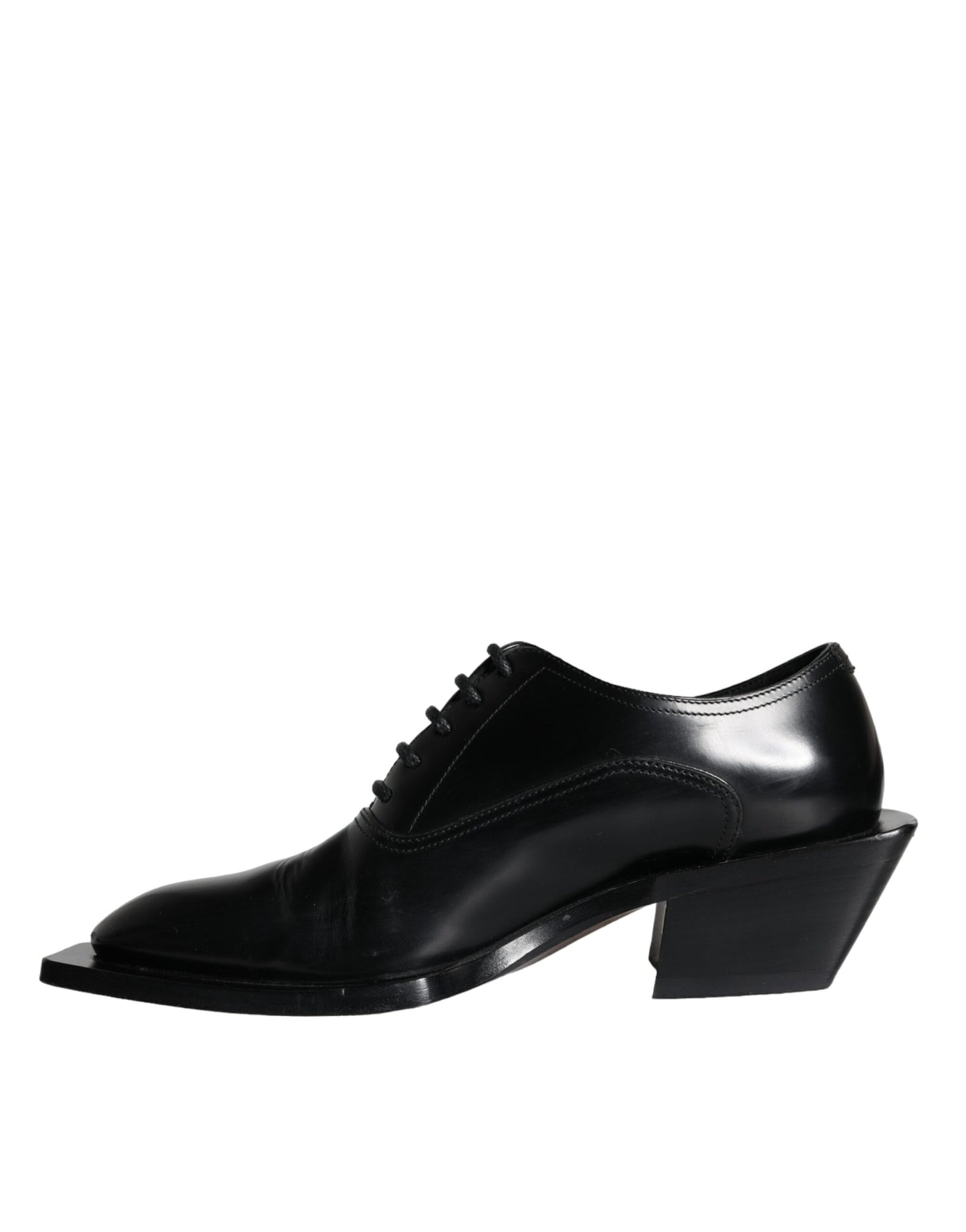 Dolce & Gabbana Black Calfskin Leather Derby Dress Men Shoes