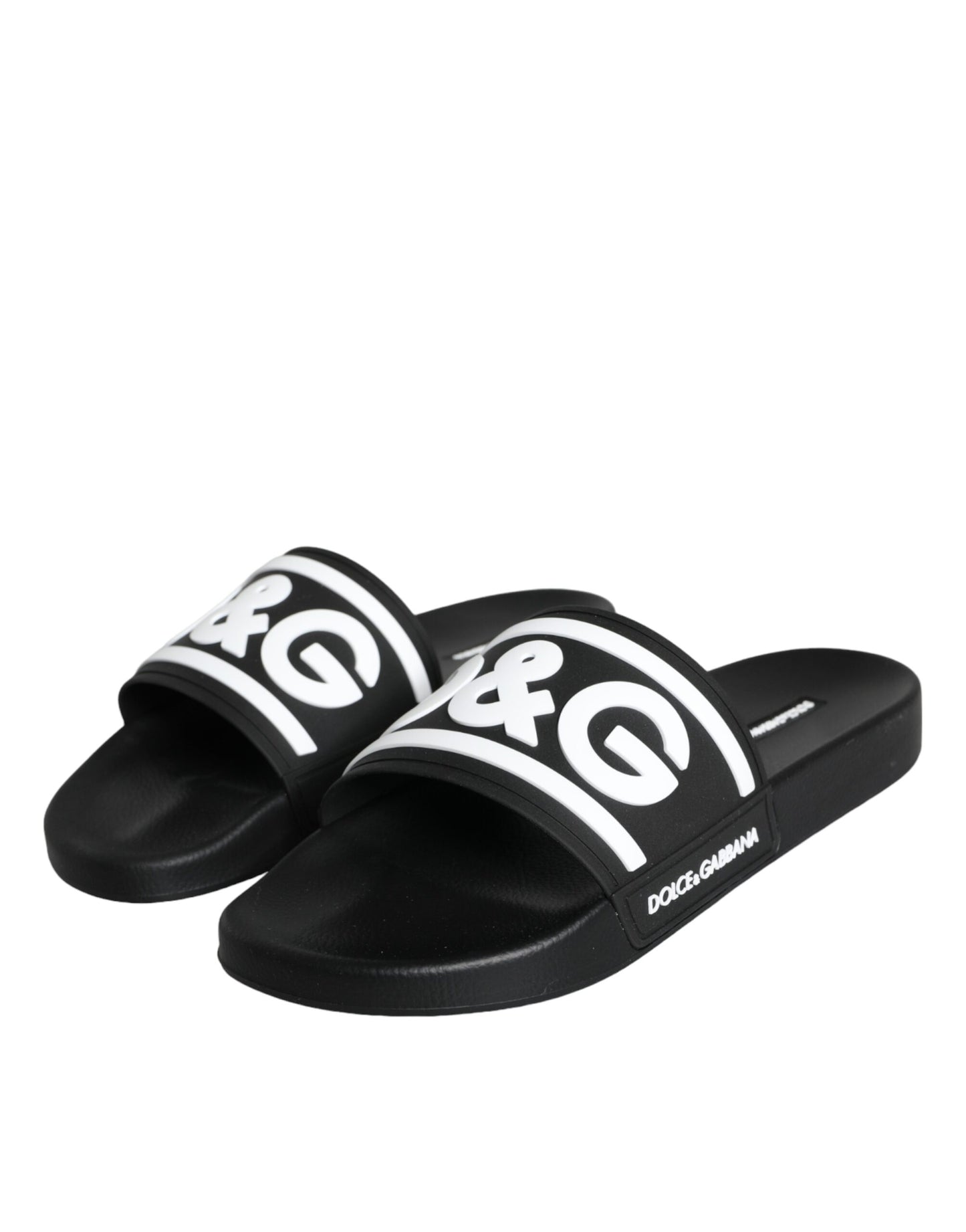 Dolce & Gabbana Black White Sandals Rubber Beachwear Shoes