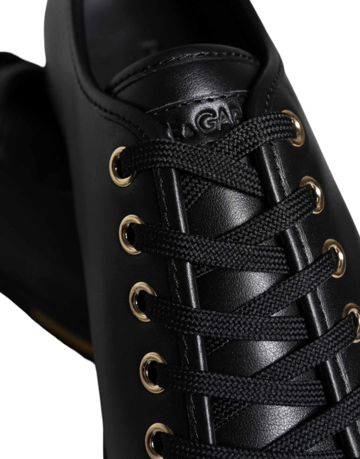 Dolce & Gabbana Black Gold Leather Classic Sneakers Shoes