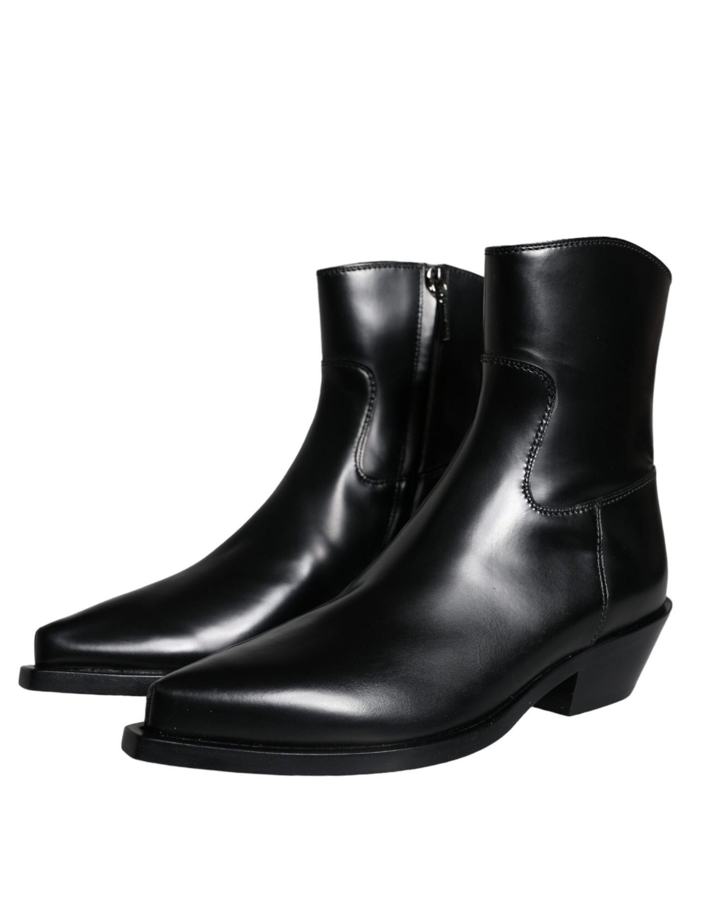 Dolce & Gabbana Black Leather Ankle Boots Booties Shoes