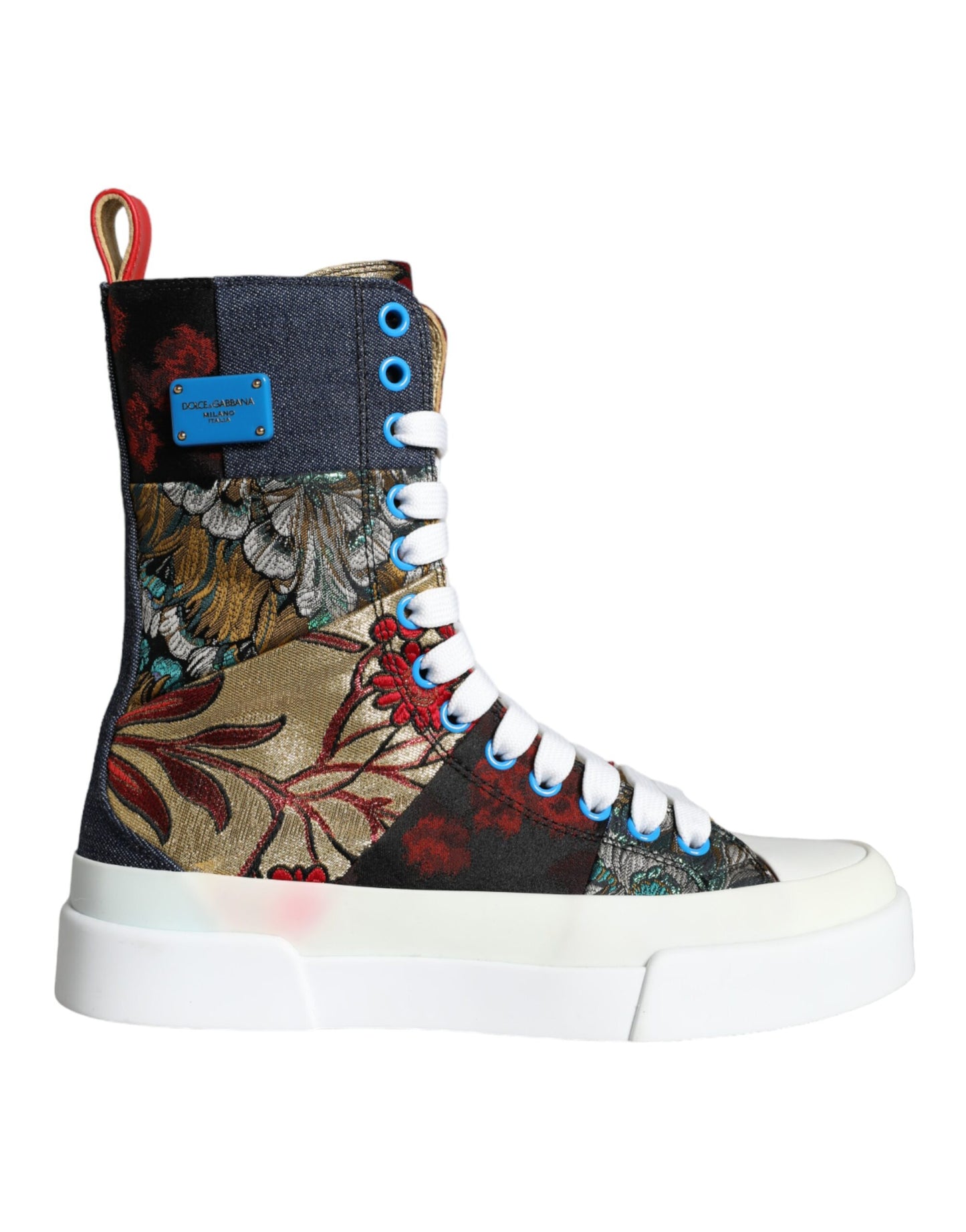 Dolce & Gabbana Multicolor Patchwork Logo High Top Sneakers Shoes