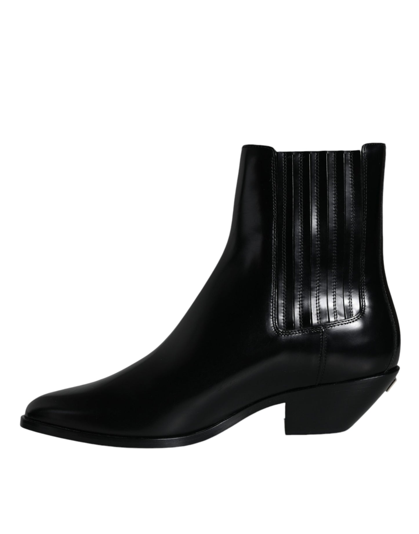 Dolce & Gabbana Black Leather Ankle Boots Booties Shoes