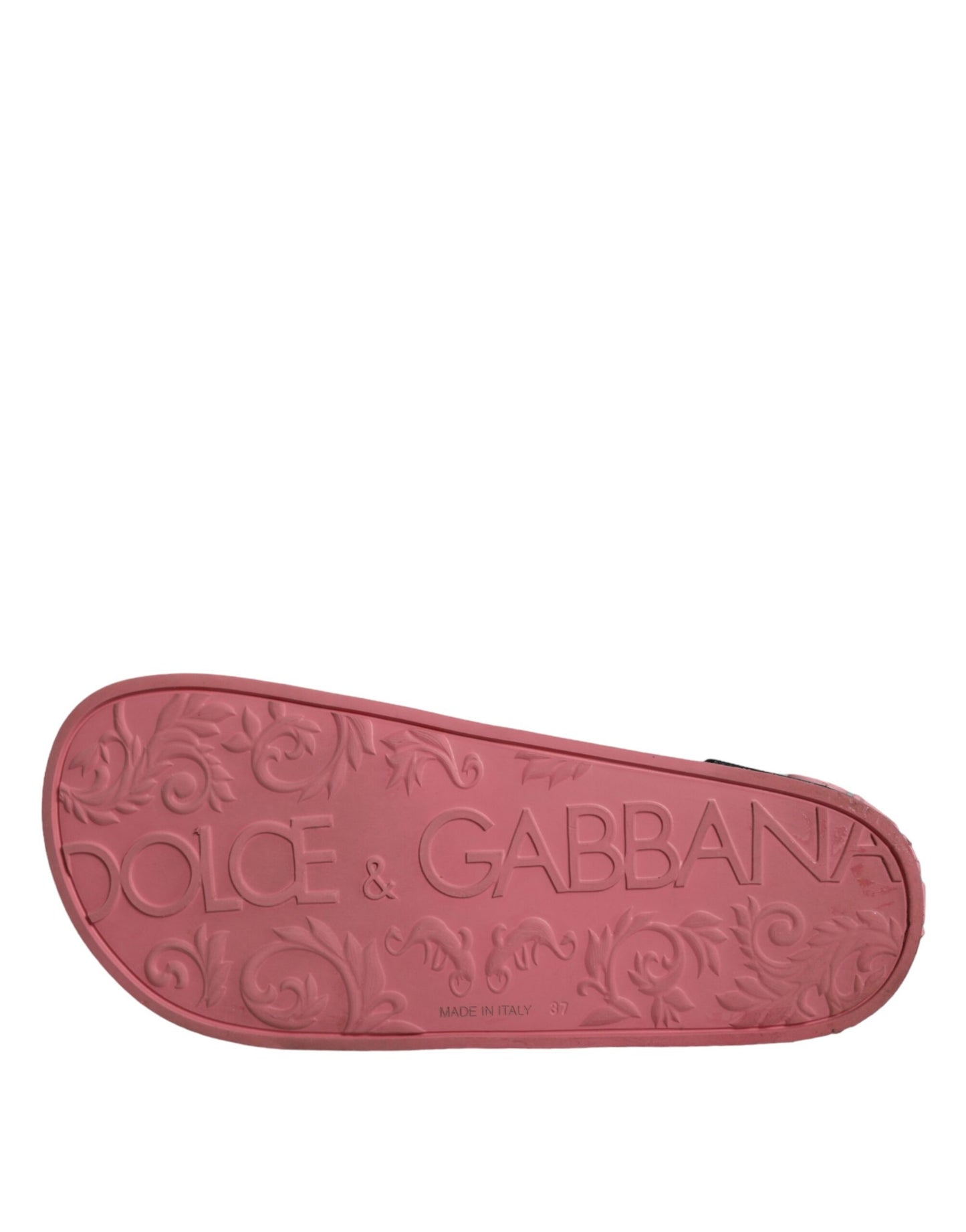 Dolce & Gabbana Pink Leather I Love D&G Sandals Slides Shoes