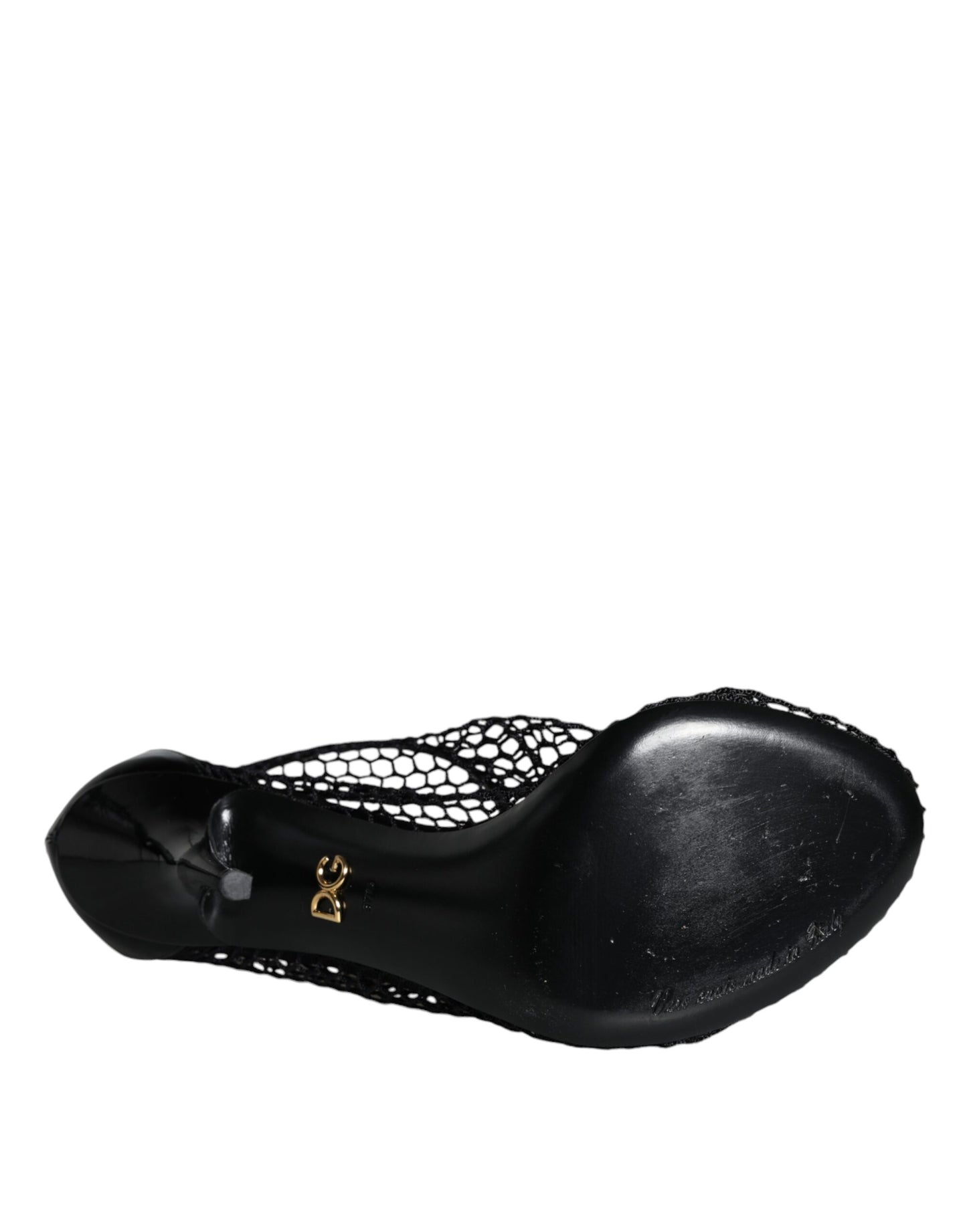 Dolce & Gabbana Black Mesh Leather Heels Keira Sandals Shoes