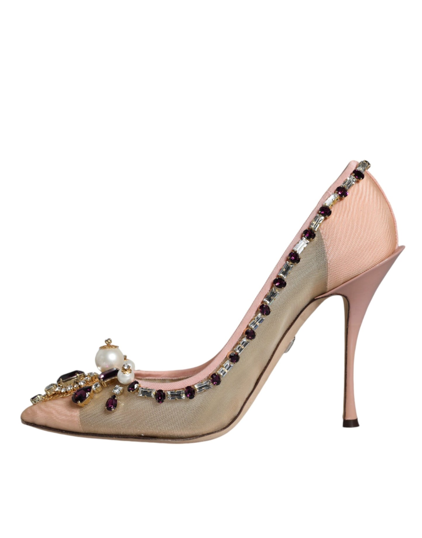 Dolce & Gabbana Nude Embellished Mesh Heels Pumps Shoes