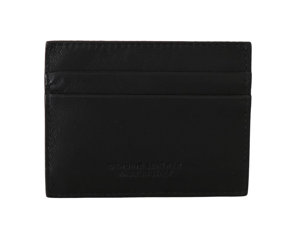 Portefeuille porte-cartes en cuir noir Billionaire Italian Couture