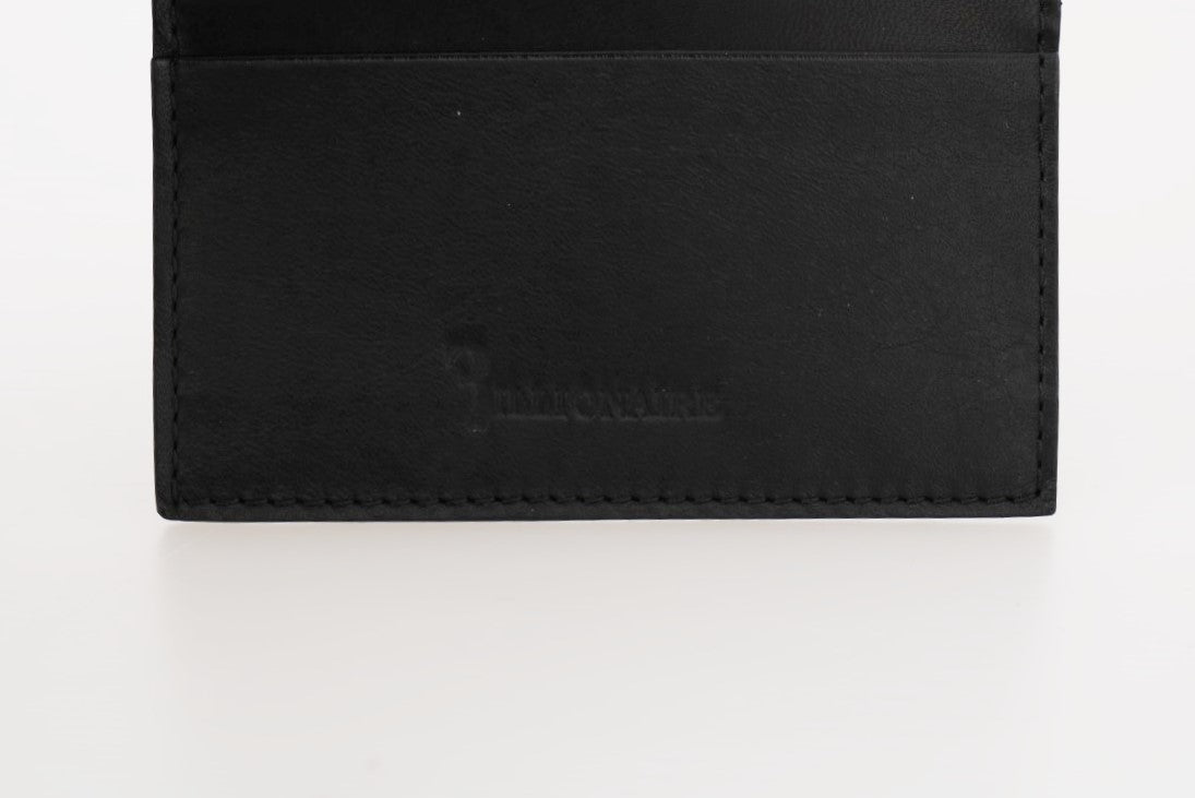 Portefeuille porte-cartes en cuir noir Billionaire Italian Couture