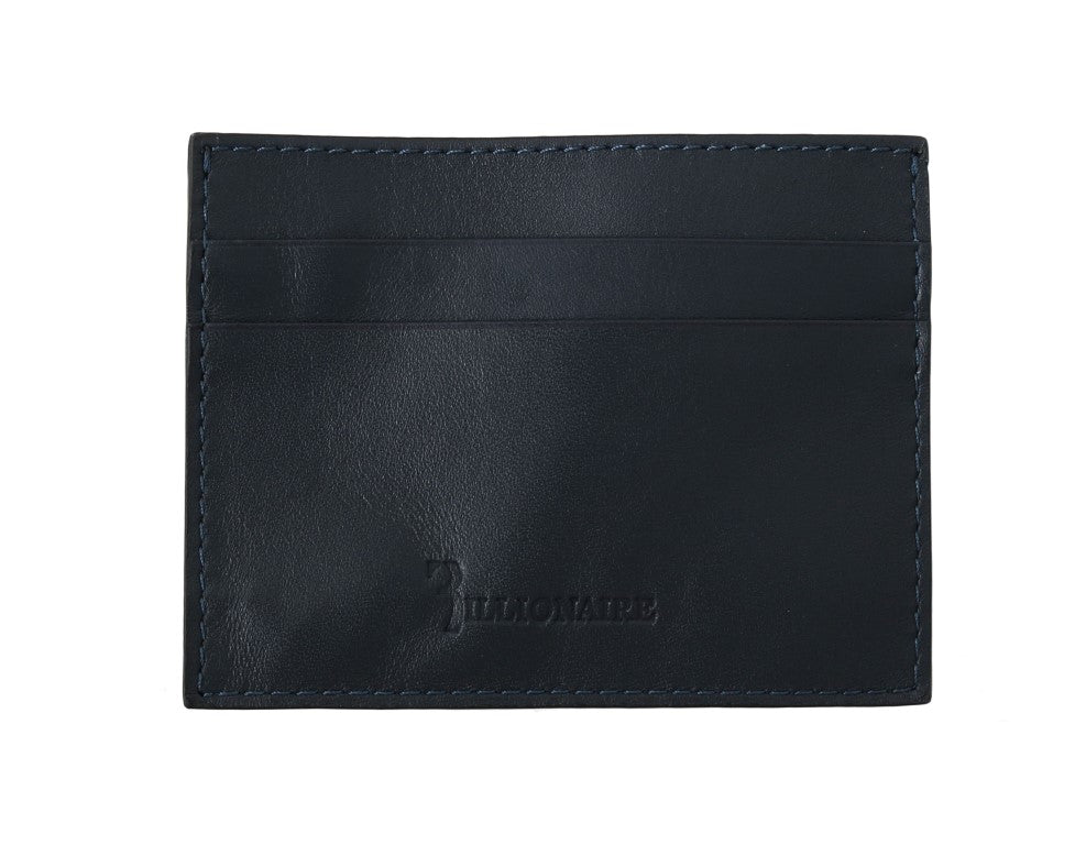 Portefeuille porte-cartes en cuir bleu Billionaire Italian Couture