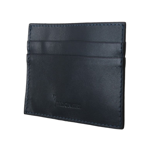 Portefeuille porte-cartes en cuir bleu Billionaire Italian Couture