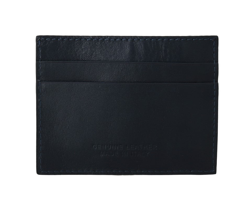 Portefeuille porte-cartes en cuir bleu Billionaire Italian Couture