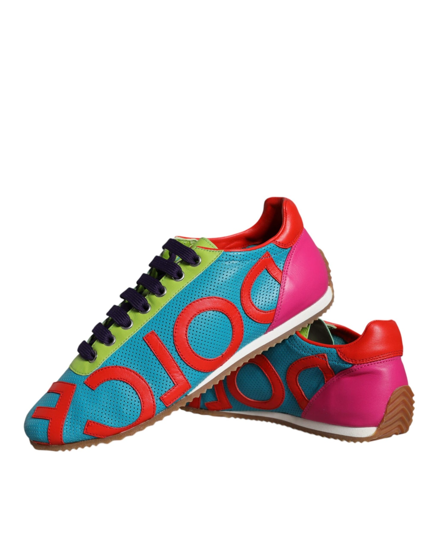 Dolce & Gabbana Multicolor Leather Logo Casual Sneakers Shoes