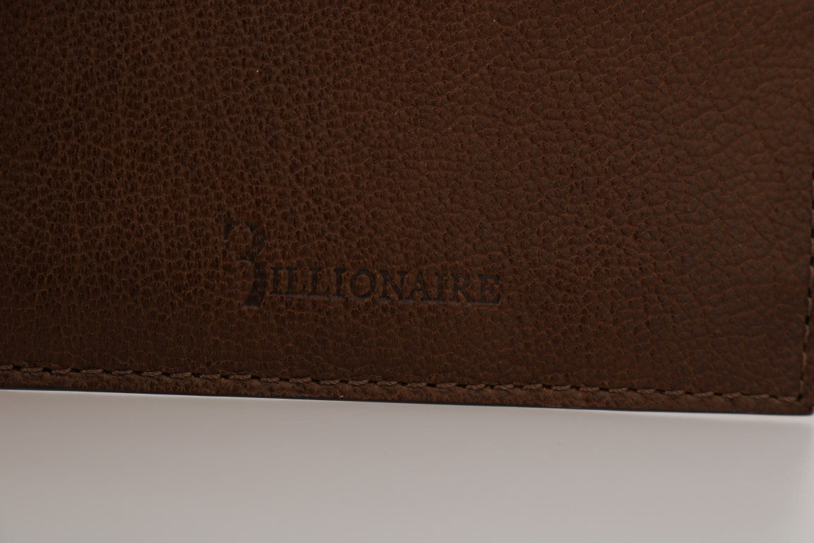 Billionaire Italian Couture Kartenetui aus braunem Leder