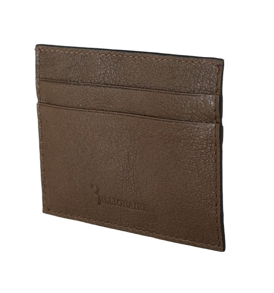 Portefeuille porte-cartes en cuir marron Billionaire Italian Couture