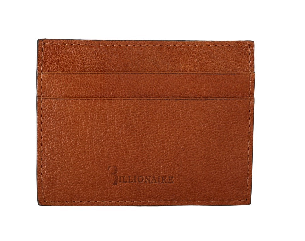 Portefeuille porte-cartes en cuir marron Billionaire Italian Couture