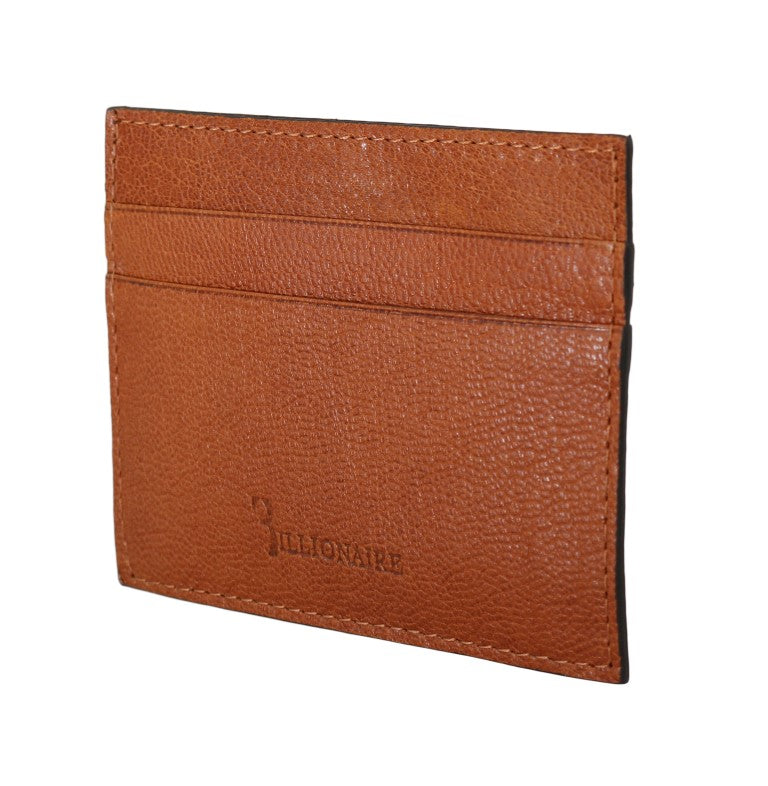 Portefeuille porte-cartes en cuir marron Billionaire Italian Couture