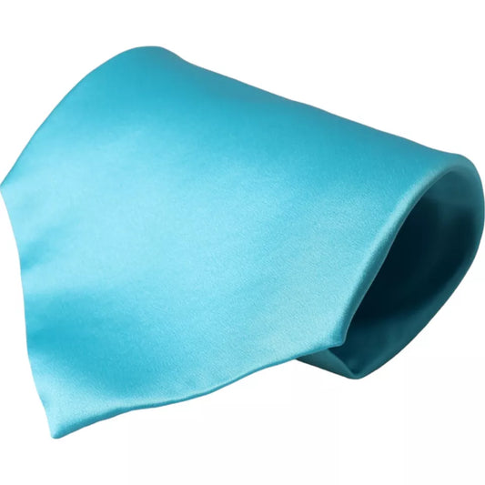 Dolce & Gabbana Light Blue Satin Silk Wide Adjustable Men Tie