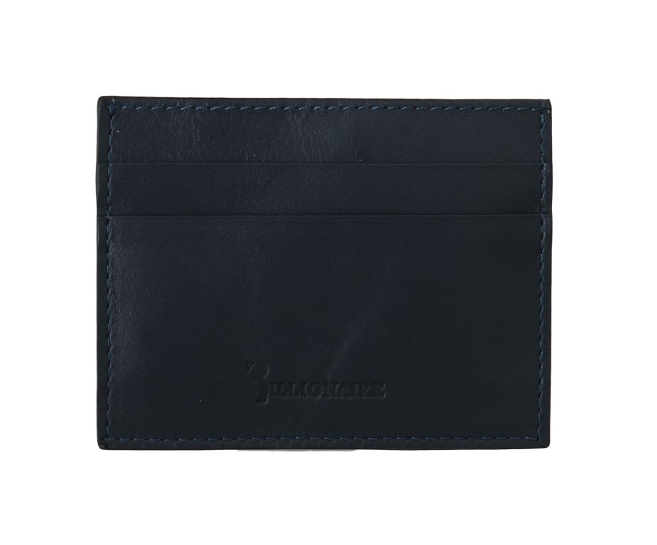 Portefeuille porte-cartes en cuir bleu Billionaire Italian Couture