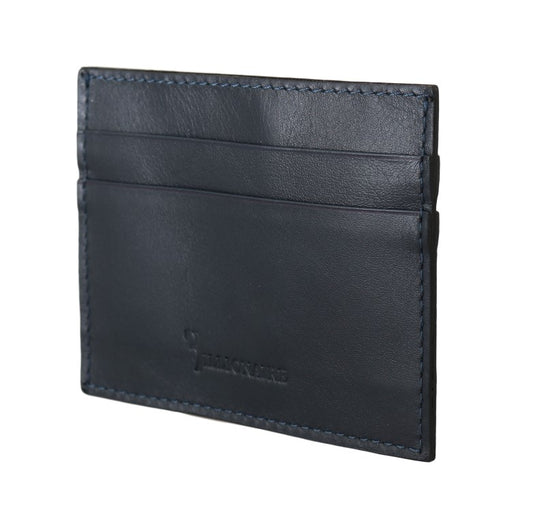 Portefeuille porte-cartes en cuir bleu Billionaire Italian Couture