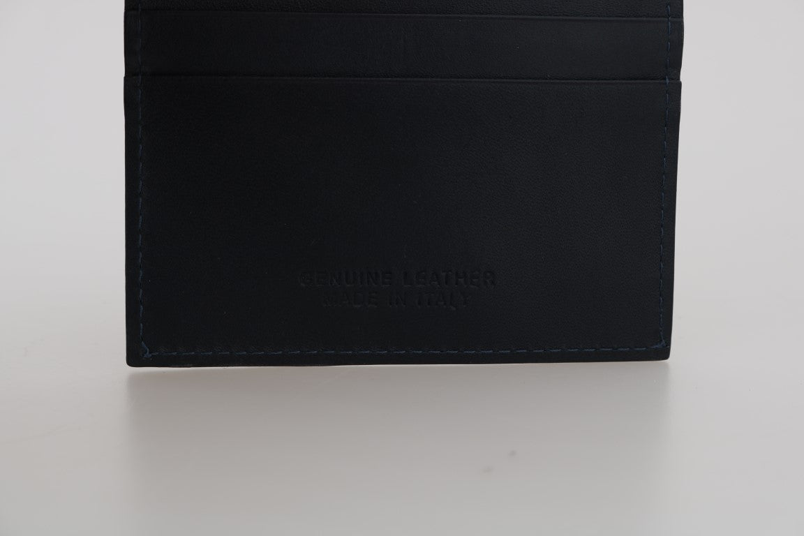 Portefeuille porte-cartes en cuir bleu Billionaire Italian Couture