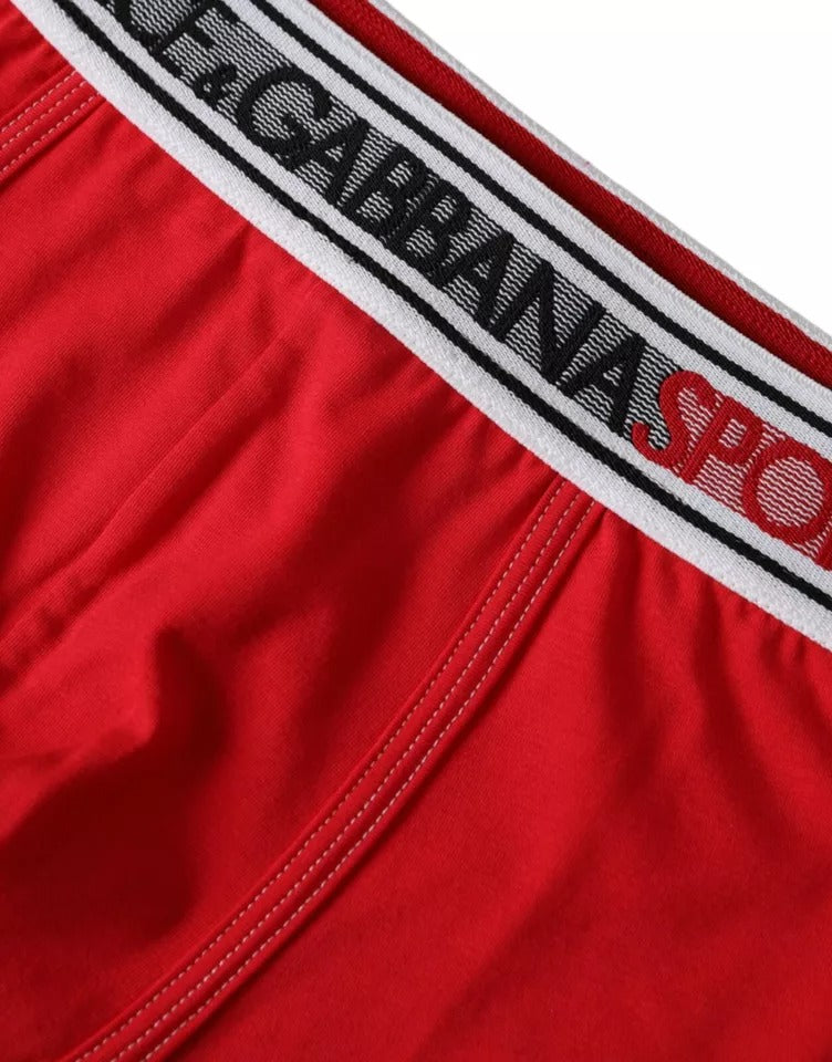 Dolce & Gabbana Red Cotton Stretch Regular Boxer Shorts Underwear