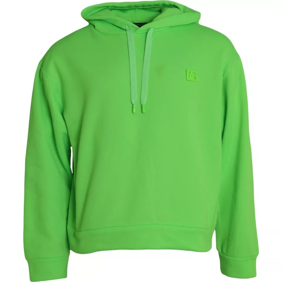 Dolce & Gabbana Green Logo Hooded Pullover Sweatshirt Sweater