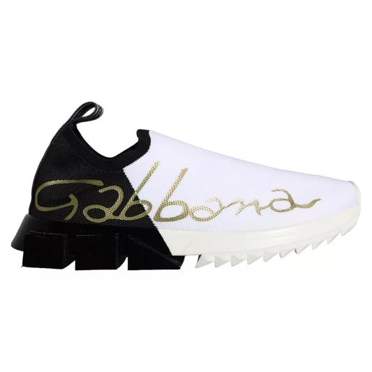 Dolce & Gabbana Black White Logo Sorrento Sneakers Shoes