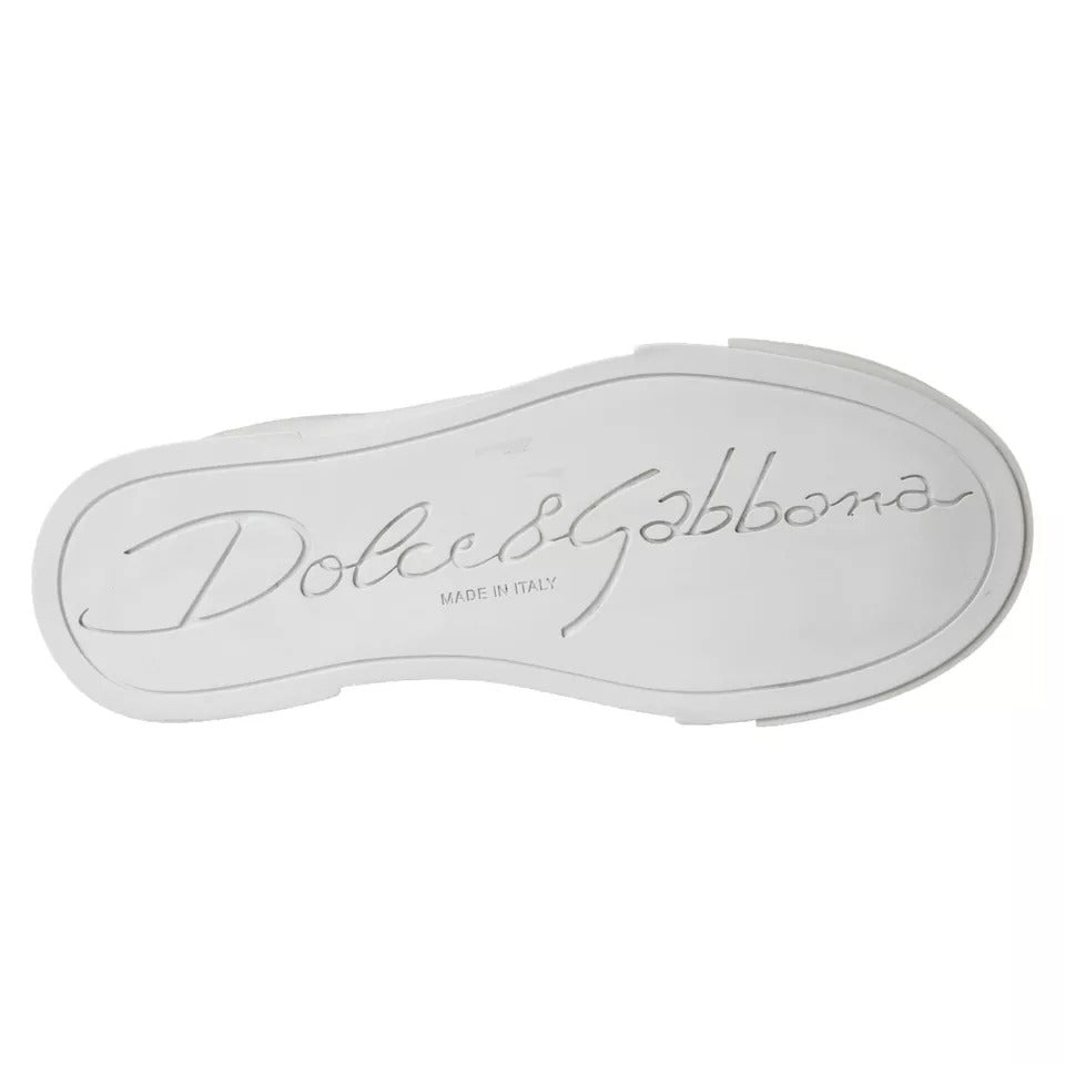 Dolce & Gabbana White Calfskin Leather Miami Low Top Sneakers Shoes