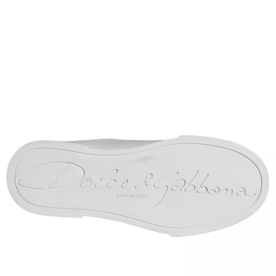 Dolce & Gabbana White Patch Calfskin Nappa Portofino Sneakers Shoes