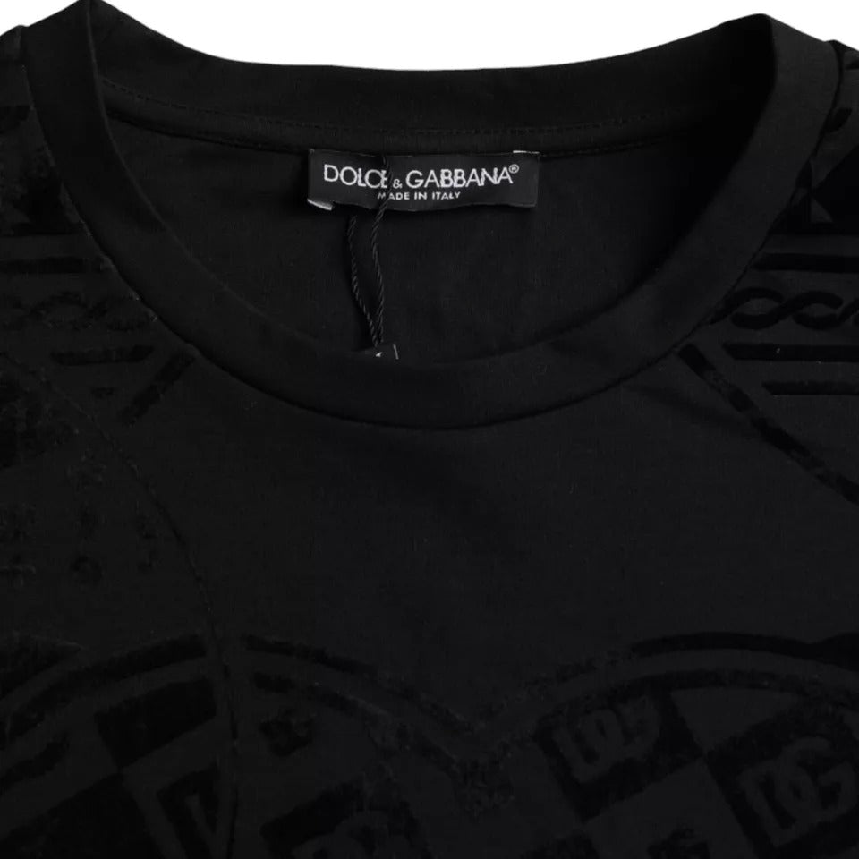 Dolce & Gabbana Black Cotton Round Neck Short Sleeve T-shirt