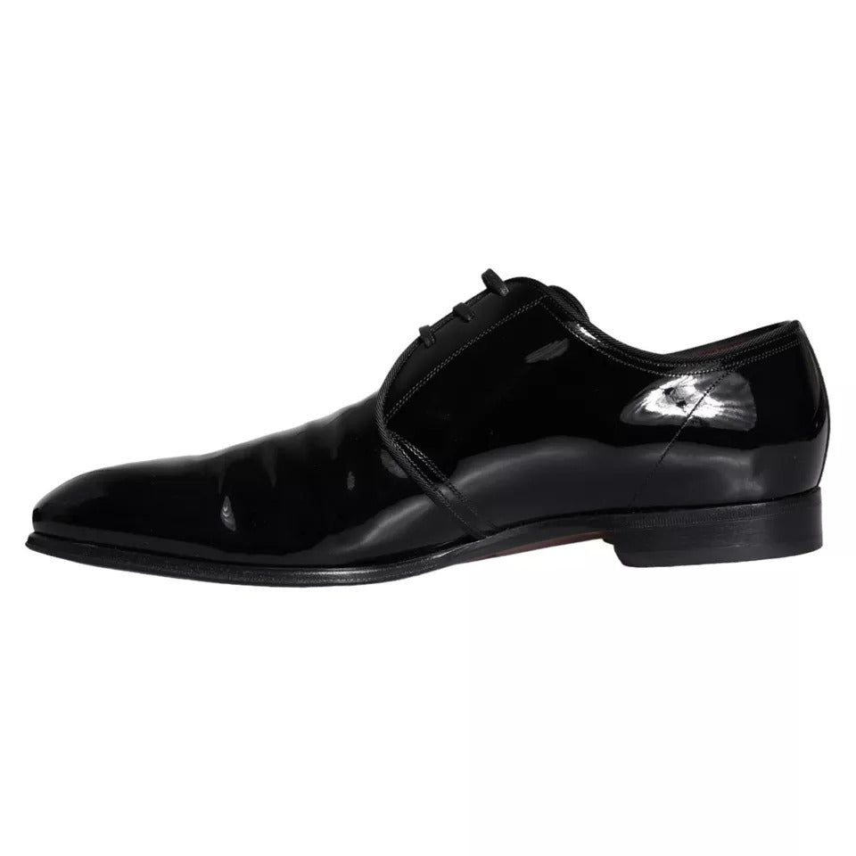 Dolce & Gabbana Black Patent Leather Derby Men Dress Shoes