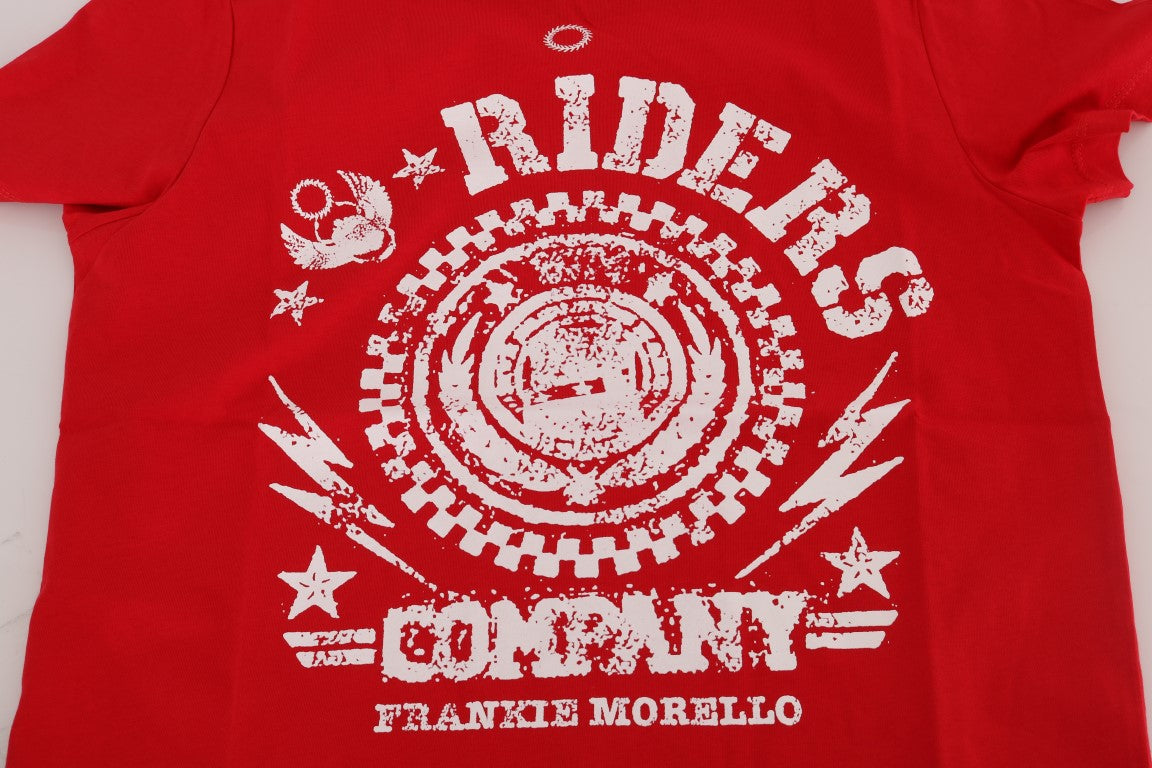 Frankie Morello Rotes Baumwoll-RIDERS-T-Shirt mit Rundhalsausschnitt