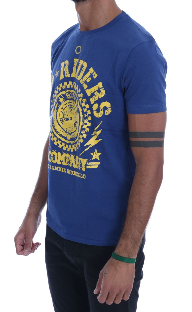 Blaues RIDERS-T-Shirt mit Rundhalsausschnitt von Frankie Morello aus Baumwolle