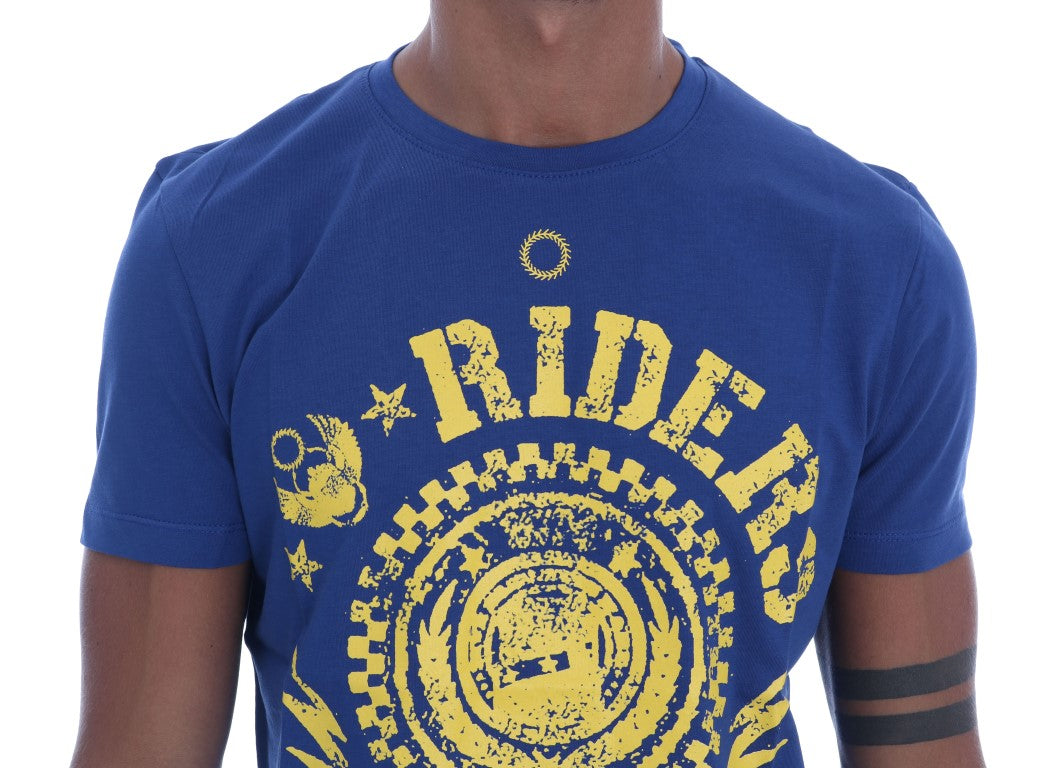 Blaues RIDERS-T-Shirt mit Rundhalsausschnitt von Frankie Morello aus Baumwolle