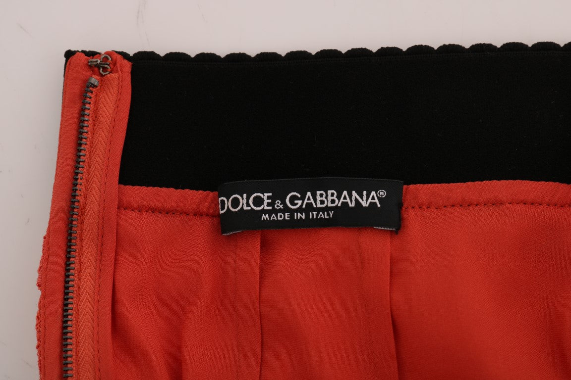 Dolce &amp; Gabbana Jupe crayon en dentelle macramé orange