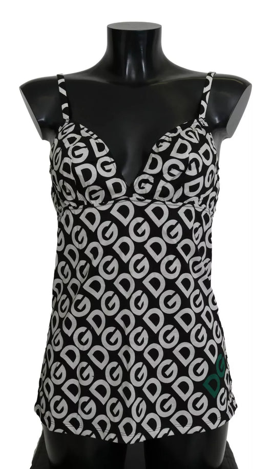 Dolce & Gabbana Black DG Mania Print Sleeveless Swimwear