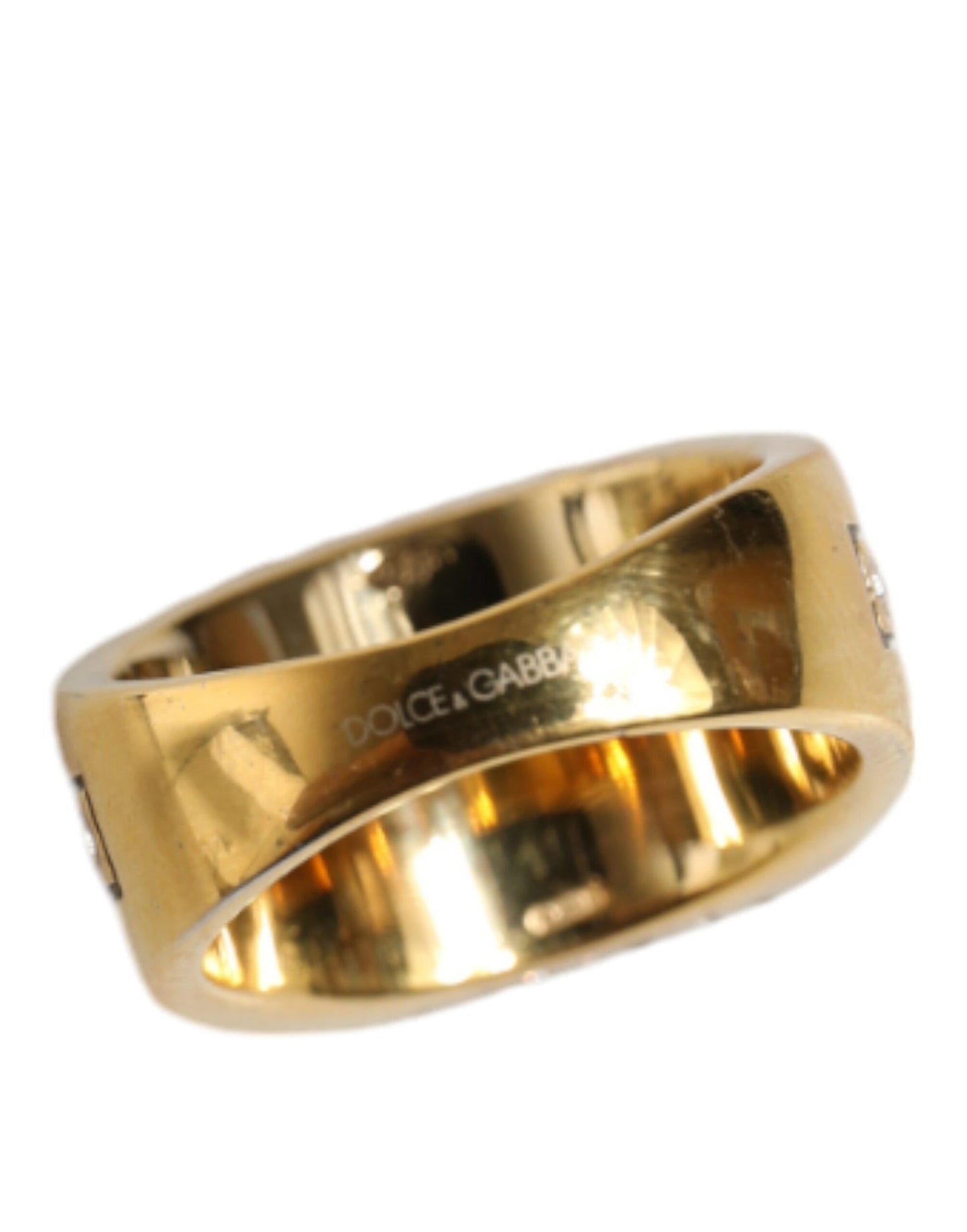 Dolce & Gabbana Gold Plated 925 Silver Clear Crystal Ring