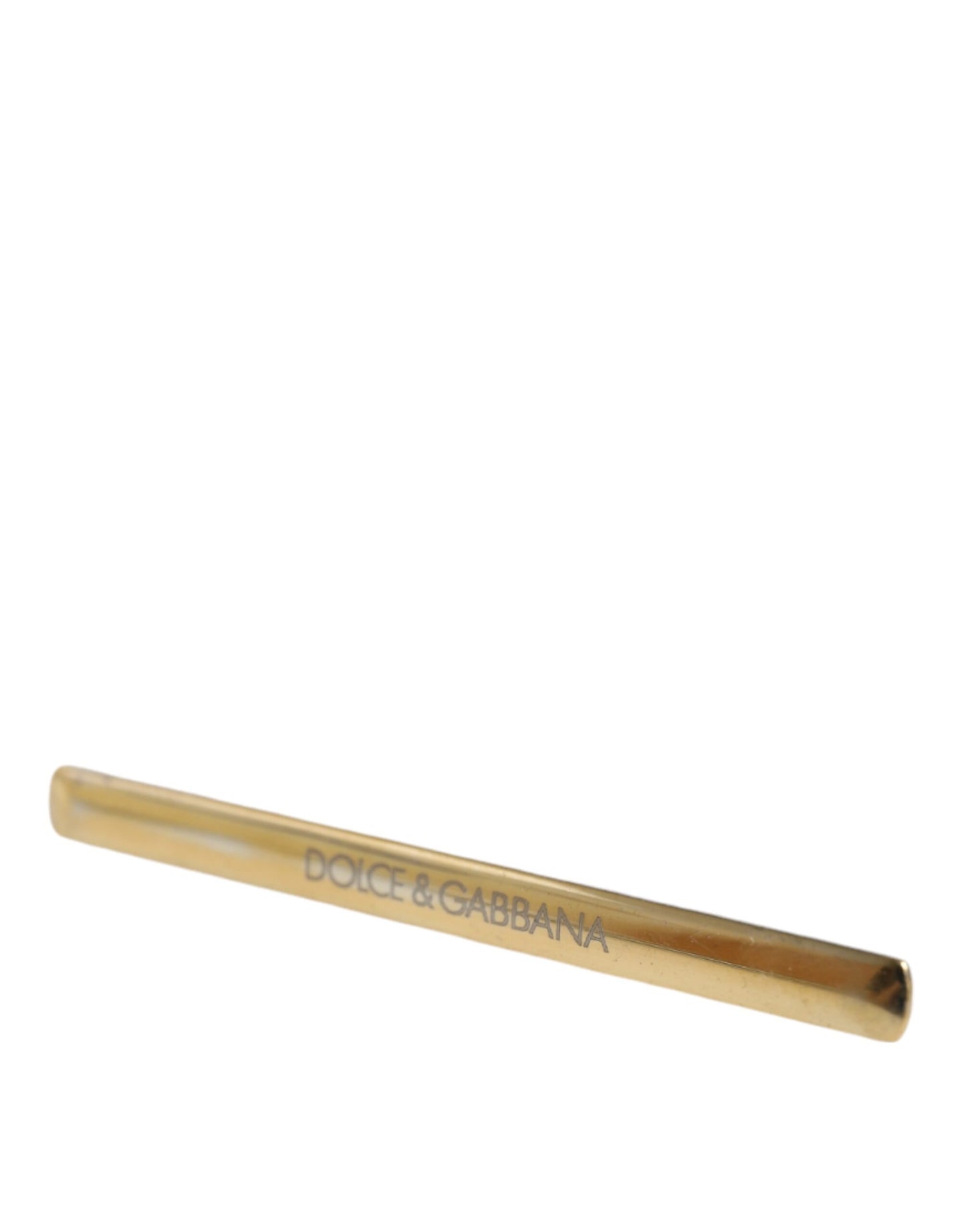 Dolce & Gabbana Gold Tone Brass Logo Branded Men Tie Clip Bar