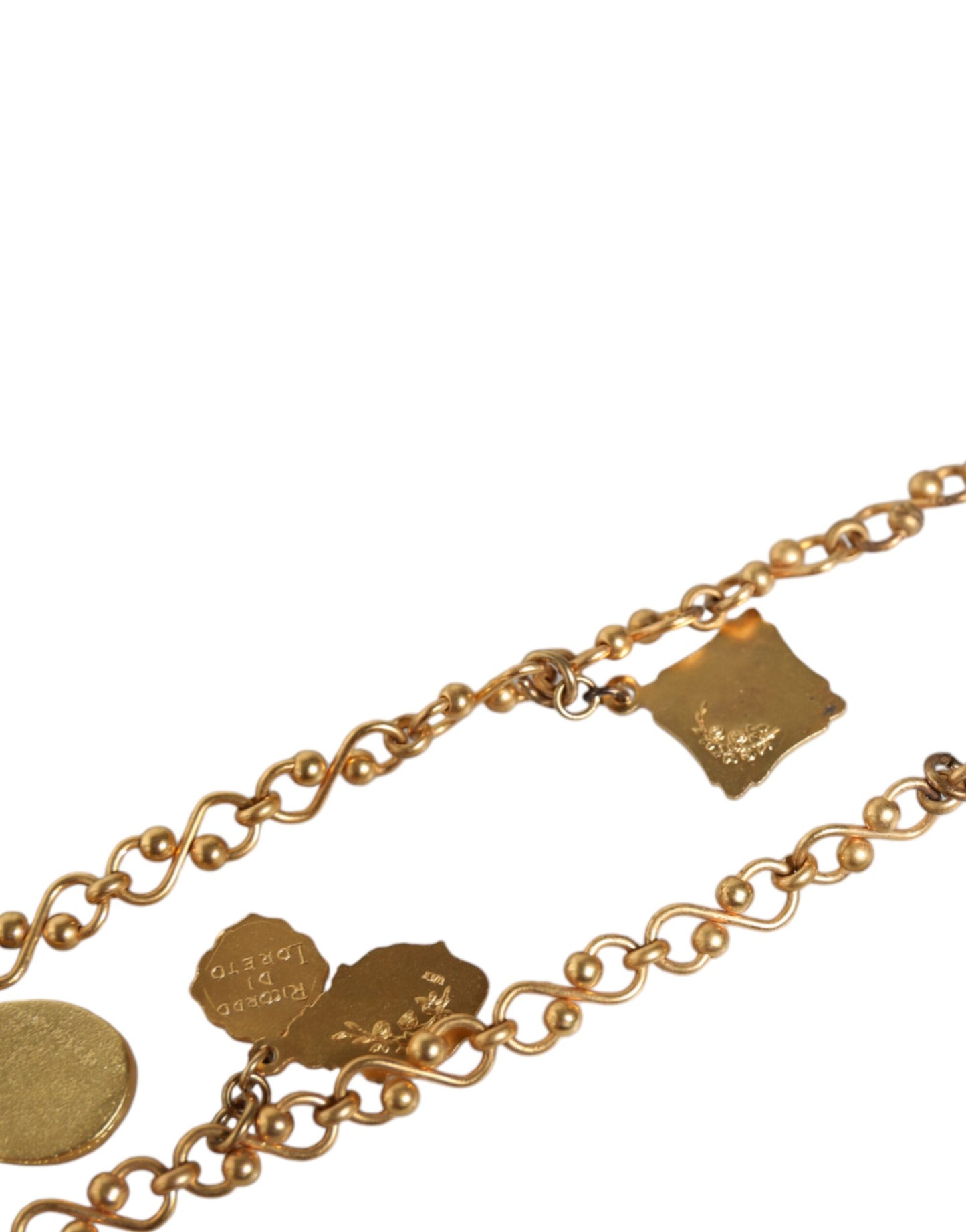 Dolce & Gabbana Gold Tone Brass Chain Religious Cross Pendant Necklace