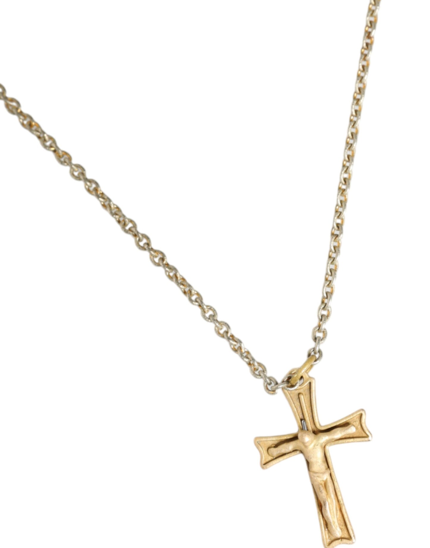 Dolce & Gabbana Gold Tone Brass Chain Cross Pendant Jewelry Necklace