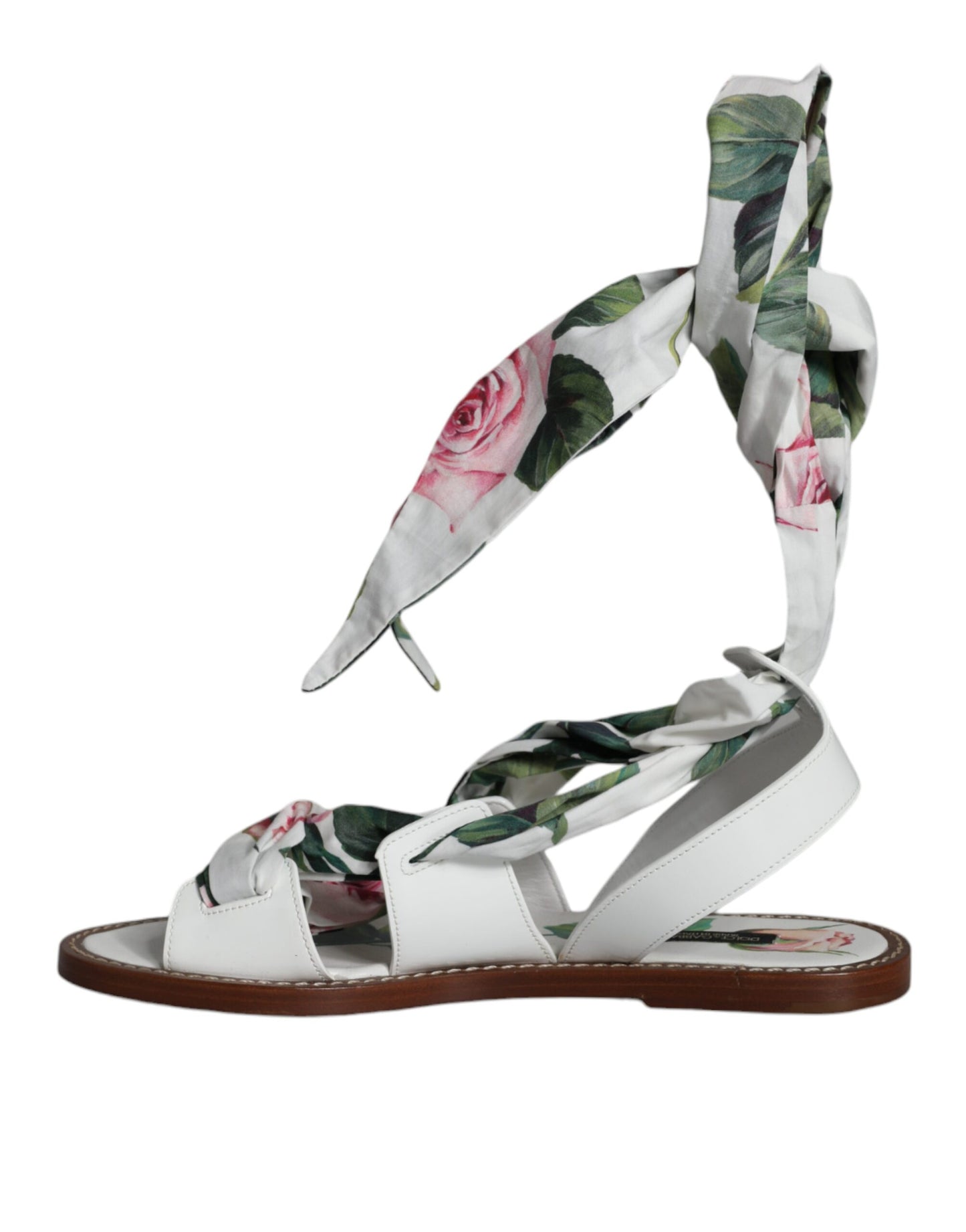 Dolce & Gabbana Multicolor Floral Print Ankle Wrap Sandals Shoes