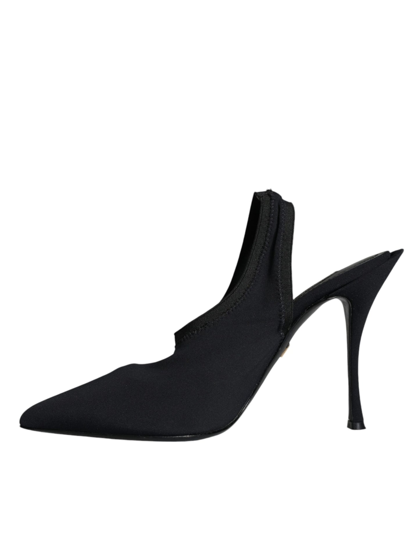 Dolce & Gabbana Black Jersey Stretch Heels Slingback Shoes